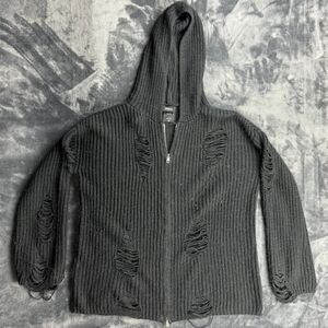 Social Collision Black Distressed Knit Cardigan